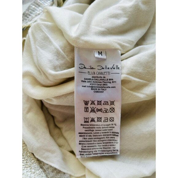 Elisa Cavaletti Women's Medium Italian Sequin Mesh Overlay Dress Beige/Blue - Picture 8 of 15